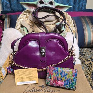 Patricia Nash Florentina Frame Leather Crossbody Bag In Dark Purple - NWT